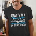 My Daughter Swim Dad Swimming Father Of A Swimmer Dad Men's V-Neck T-Shirt My Daughter Swim Dad Swimming Father Of A Swimmer Dad Men's V-Neck T-Shirt