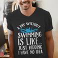 A Day Without Swimming Is Like Swimming Swimmer T-Shirt Men's V-Neck T-Shirt A Day Without Swimming Is Like Swimming Swimmer T-Shirt Men's V-Neck T-Shirt