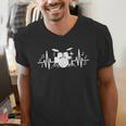 Drum Kit Heartbeat Drummer Music Lover EKG Pulse Set Note Men's V-Neck T-Shirt