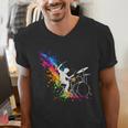 Drummer Silhouette Drum Kit Splatter Art Men's V-Neck T-Shirt Drummer Silhouette Drum Kit Splatter Art Men's V-Neck T-Shirt