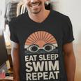 Eat Sleep Swim Repeat Swimmer Swimming Men's V-Neck T-Shirt Eat Sleep Swim Repeat Swimmer Swimming Men's V-Neck T-Shirt