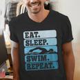 Eat Sleep Swim Vintage Swimming Lover Swimmer Men Women Men's V-Neck T-Shirt Eat Sleep Swim Vintage Swimming Lover Swimmer Men Women Men's V-Neck T-Shirt