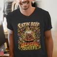 Eatin Beef Blastin Queefs BBQ Dad Grill Cookout Meme Men's V-Neck T-Shirt