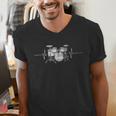 ECG Heartbeat Music Lovers Drumsticks Drum Kit Men's V-Neck T-Shirt ECG Heartbeat Music Lovers Drumsticks Drum Kit Men's V-Neck T-Shirt