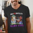 Even A Dad Can Still Be A Baby Girl BBQ Dad Cat Grilling Men's V-Neck T-Shirt