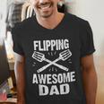 Flipping Awesome BBQ Dad Shirt Grilling Father's Day Men's V-Neck T-Shirt