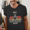 Grill Daddy BBQ Dad Retro Vintage Grilling Graphic Men's V-Neck T-Shirt