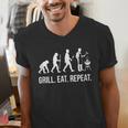 Grill Eat Repeat BBQ Dad Evolution Barbecue Men's V-Neck T-Shirt