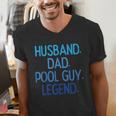 Husband Dad Pool Guy Legend Fathers Day Swimming Papa Men's V-Neck T-Shirt Husband Dad Pool Guy Legend Fathers Day Swimming Papa Men's V-Neck T-Shirt