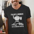 I'm Just A Drinker With A Smoking Problem BBQ Dads Grilling Men's V-Neck T-Shirt