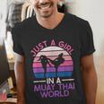 Just A Girl In A Muay Thai World Muay Thai Boxing Men's V-Neck T-Shirt Just A Girl In A Muay Thai World Muay Thai Boxing Men's V-Neck T-Shirt