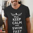 Keep Calm And Swim Fast Butterfly Swimming T-Shirt Men's V-Neck T-Shirt Keep Calm And Swim Fast Butterfly Swimming T-Shirt Men's V-Neck T-Shirt