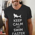 Keep Calm And Swim Faster Swimming T-Shirt Men's V-Neck T-Shirt Keep Calm And Swim Faster Swimming T-Shirt Men's V-Neck T-Shirt