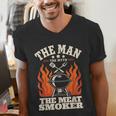 Man Myth Meat Smoker Legend BBQ Dad Men's V-Neck T-Shirt