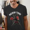 Meow Thai Muay Thai Boxing Cat Martial Arts MMA Boxer Men's V-Neck T-Shirt