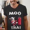 Moo Thai Muay Thai Thai Boxing For Kids Muay Thai Cow Men's V-Neck T-Shirt Moo Thai Muay Thai Thai Boxing For Kids Muay Thai Cow Men's V-Neck T-Shirt