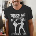 Muay Thai Boxing Kickboxing Your First Lesson Is Free Men's V-Neck T-Shirt
