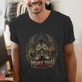 Muay Thai Clinch Vintage Thai Boxing Fighter Art Men's V-Neck T-Shirt
