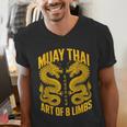 Muay Thai Dragons Thai Boxing Fighter Men's V-Neck T-Shirt