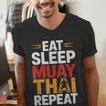 Muay Thai Fighter Eat Sleep Repeat Lifestyle Training Men's V-Neck T-Shirt