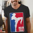 Muay Thai Fighter Retro Kickboxing Training MMA Men's V-Neck T-Shirt