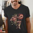 Muay Thai Fighter Southpaw Stance Minimal Silhouette Clean Men's V-Neck T-Shirt Muay Thai Fighter Southpaw Stance Minimal Silhouette Clean Men's V-Neck T-Shirt