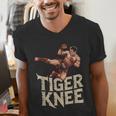 Muay Thai Fighter Tiger Knee Vintage Distressed Badge Men's V-Neck T-Shirt Muay Thai Fighter Tiger Knee Vintage Distressed Badge Men's V-Neck T-Shirt