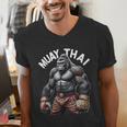 Muay Thai Gorilla Strength Power Fighter Men's V-Neck T-Shirt