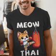Muay Thai Meow Thai Thai Boxing For Boys Muay Thai Cat Men's V-Neck T-Shirt