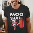 Muay Thai Moo Thai Thai Boxing For Youth Muay Thai Cow Men's V-Neck T-Shirt Muay Thai Moo Thai Thai Boxing For Youth Muay Thai Cow Men's V-Neck T-Shirt