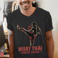 Muay Thai Respect The Art Martial Arts Kickboxing MMA Men's V-Neck T-Shirt Muay Thai Respect The Art Martial Arts Kickboxing MMA Men's V-Neck T-Shirt