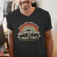 Muay Thai Shirt A Girl Who Loves Sunshine And Muay Thai Men's V-Neck T-Shirt Muay Thai Shirt A Girl Who Loves Sunshine And Muay Thai Men's V-Neck T-Shirt