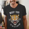 Muay Thai Tiger Thai Boxing Men's V-Neck T-Shirt Muay Thai Tiger Thai Boxing Men's V-Neck T-Shirt