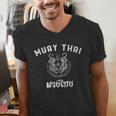 Muay Thai Twin Tiger Kickboxing MMA T-Shirt Men's V-Neck T-Shirt