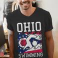 Ohio Flag Swimming Team Swim Swimmer US State Men's V-Neck T-Shirt