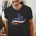 Patriotic American Flag Floating USA Swimming Team Men's V-Neck T-Shirt Patriotic American Flag Floating USA Swimming Team Men's V-Neck T-Shirt