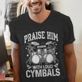Praise Him With Loud Cymbals Psalm 150-5 Vintage Drum Kit Men's V-Neck T-Shirt