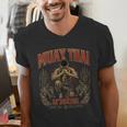 Retro Thailand Muay Thai Thai Boxing Fighter Art Men's V-Neck T-Shirt Retro Thailand Muay Thai Thai Boxing Fighter Art Men's V-Neck T-Shirt