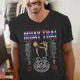 Sawadee Thai Traditional Sak Yant Thai Twin Tiger Muay Thai Men's V-Neck T-Shirt