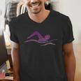 Silhouette Icon Swimmer Stuff Girls Swimming Men's V-Neck T-Shirt