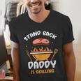 Stand Back Daddy Is Grilling Grill Meat Barbecue Bbq Dad Men's V-Neck T-Shirt