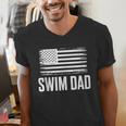 Swim Dad Art For Dad Father Men Swim Team Dad Swimming Coach Men's V-Neck T-Shirt Swim Dad Art For Dad Father Men Swim Team Dad Swimming Coach Men's V-Neck T-Shirt