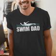Swim Dad Support Swimming Father Sport Men's V-Neck T-Shirt Swim Dad Support Swimming Father Sport Men's V-Neck T-Shirt