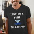 Swim Like a Fish Swimming Sport ExerciseShirt Dk Men's V-Neck T-Shirt Swim Like a Fish Swimming Sport ExerciseShirt Dk Men's V-Neck T-Shirt