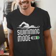 Swim Slogan Funny Swimming Mode On Swim Men's V-Neck T-Shirt Swim Slogan Funny Swimming Mode On Swim Men's V-Neck T-Shirt