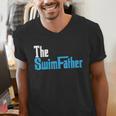 The SwimFather Saying Tee For Swimming Fatehrs Men's V-Neck T-Shirt The SwimFather Saying Tee For Swimming Fatehrs Men's V-Neck T-Shirt