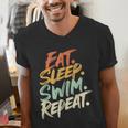 Swimmer Eat Sleep Swim Repeat I Swimming Men's V-Neck T-Shirt
