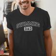 Swimming Dad Athletic Lettering Fathers Day Coach Men's V-Neck T-Shirt