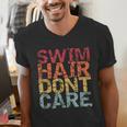 Swimming Pool Diving Sport Swimmer Swim Hair Dont Care Men's V-Neck T-Shirt Swimming Pool Diving Sport Swimmer Swim Hair Dont Care Men's V-Neck T-Shirt
