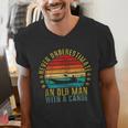 Never Underestimate An Old Man With a Canoe Retro Sleeveless Men's V-Neck T-Shirt